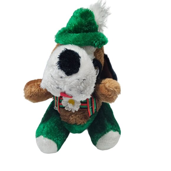 Vintage 80s Alpine King Oktoberfest German St Bernard 9 inch Stiff Plush Green - Picture 2 of 7